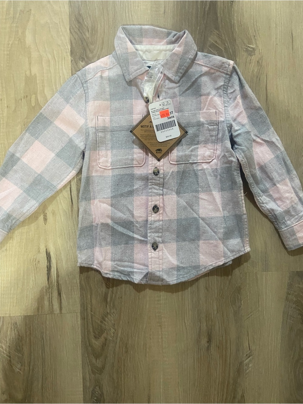 Roots Plaid Button-Down Shirt in Pink & Gray